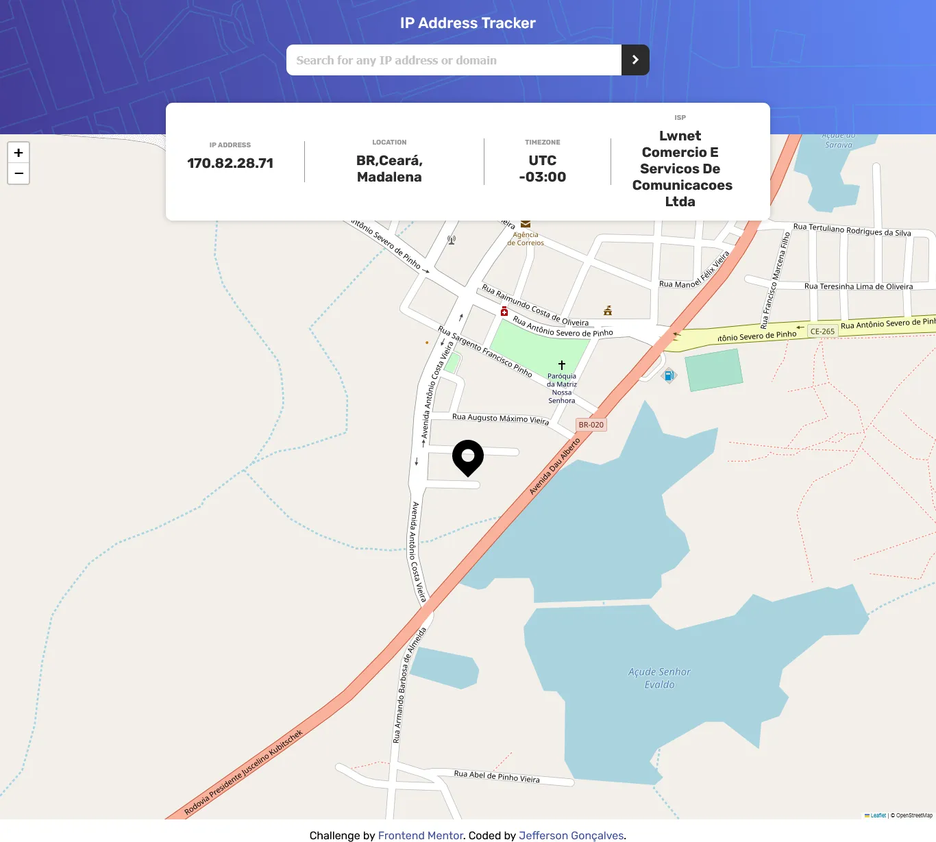 IP Address Tracker project